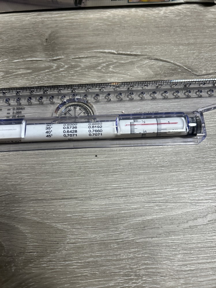 Vintage Rolling Ruler Compass Protractor T-Square Original Box Opened