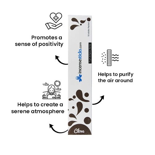 Clove Incense 8" inch 10 Sticks Pack: 2 Packs