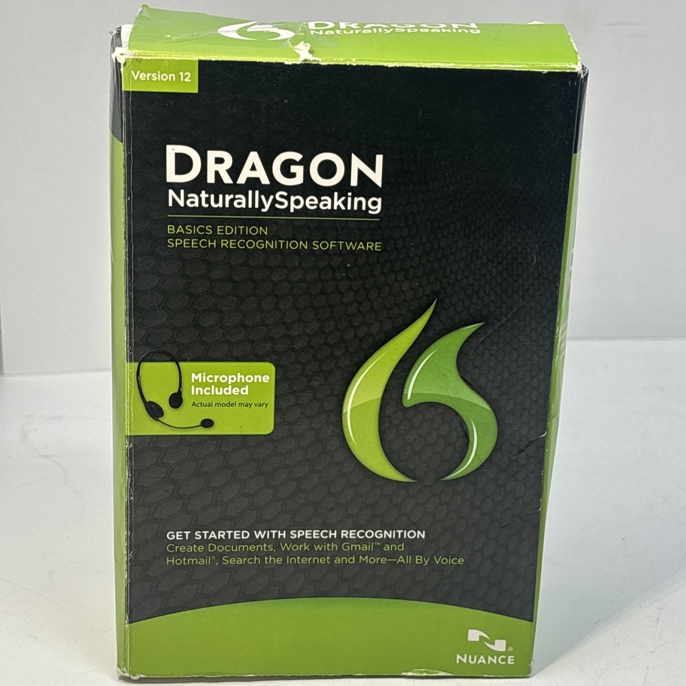 Nuance Dragon NaturallySpeaking 12 Basic Speech Recognition Software - NEW OPEN