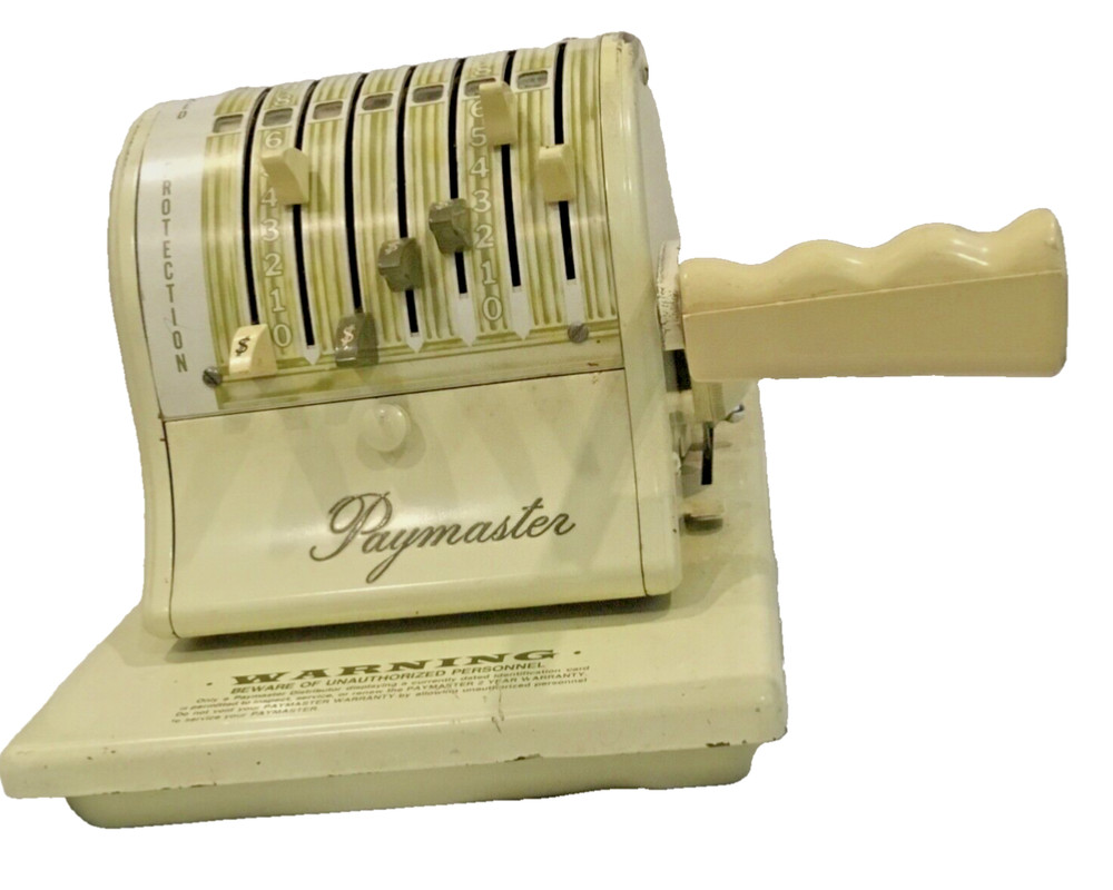 Paymaster check writing machine. Vintage. Cover