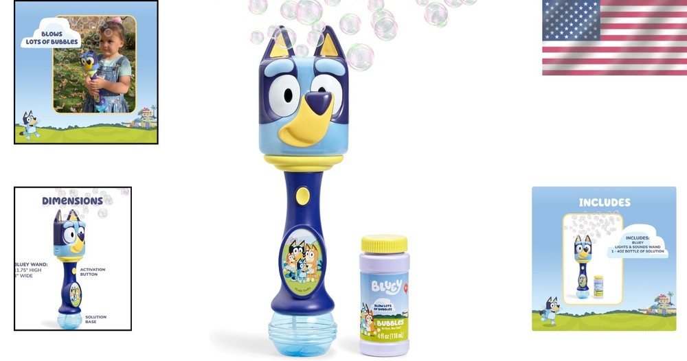 Delightful Bluey Bubble Wand with Music and 4oz Bubble Solution Inside!