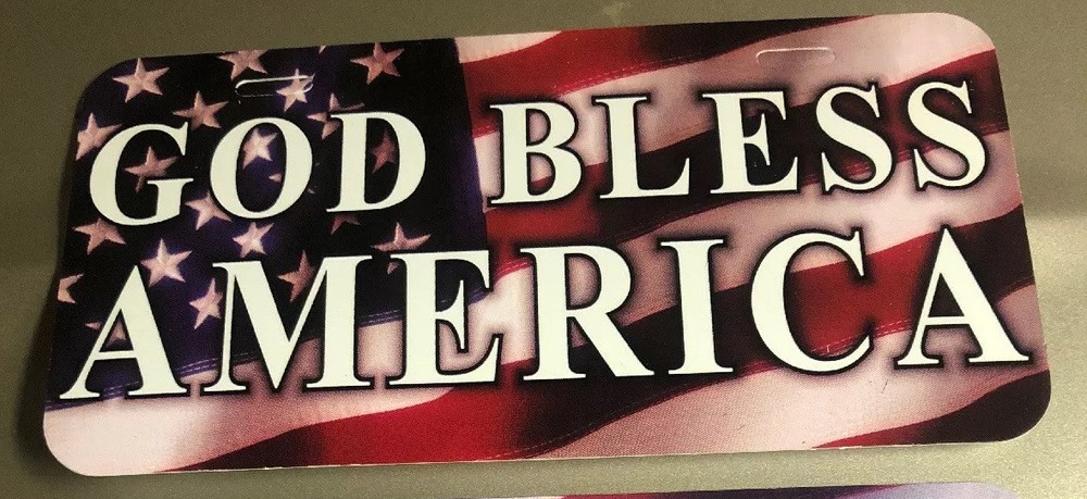 🇺🇸 GOD Bless America License Plate🇺🇸 Flag Background 🇺🇸