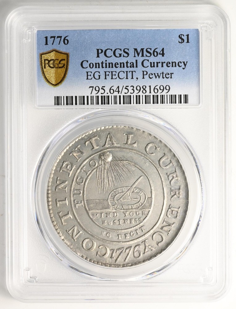 1776 CONTINENTAL $1 PCGS MS 64