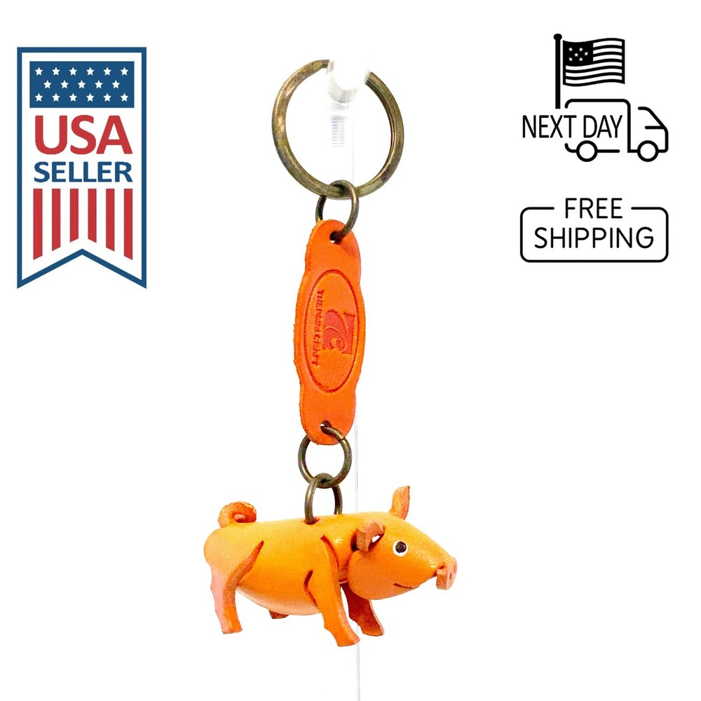 Pig Handmade Leather Keyring