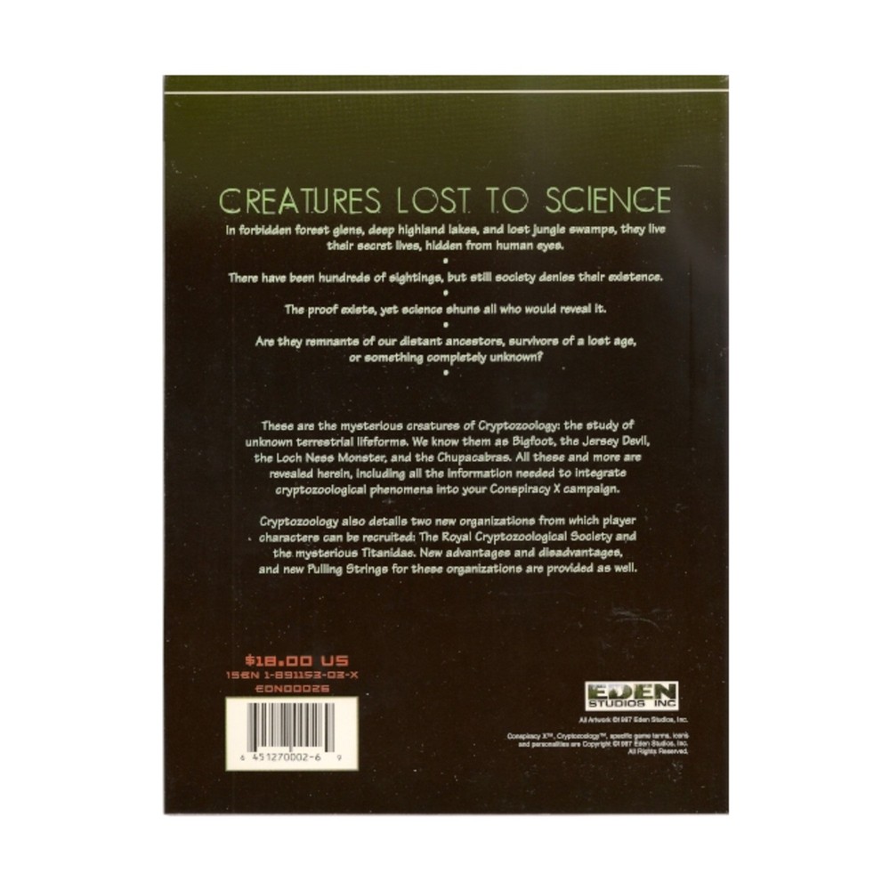 Eden Studios Conspiracy X CryptoZoology EX