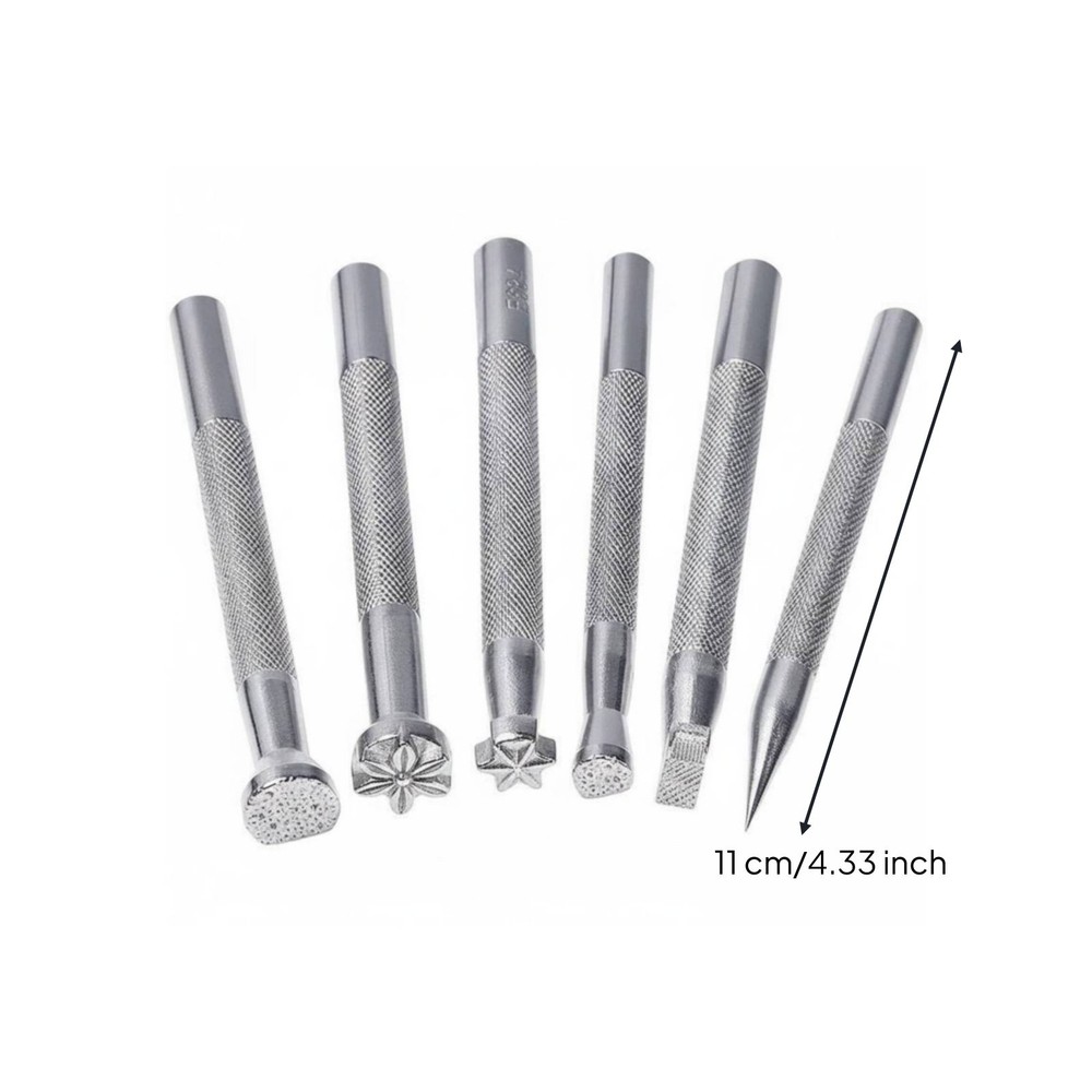 6 Pieces Leathercraft Stamping Tools Clear Designs Saddle Making Stamp Tools