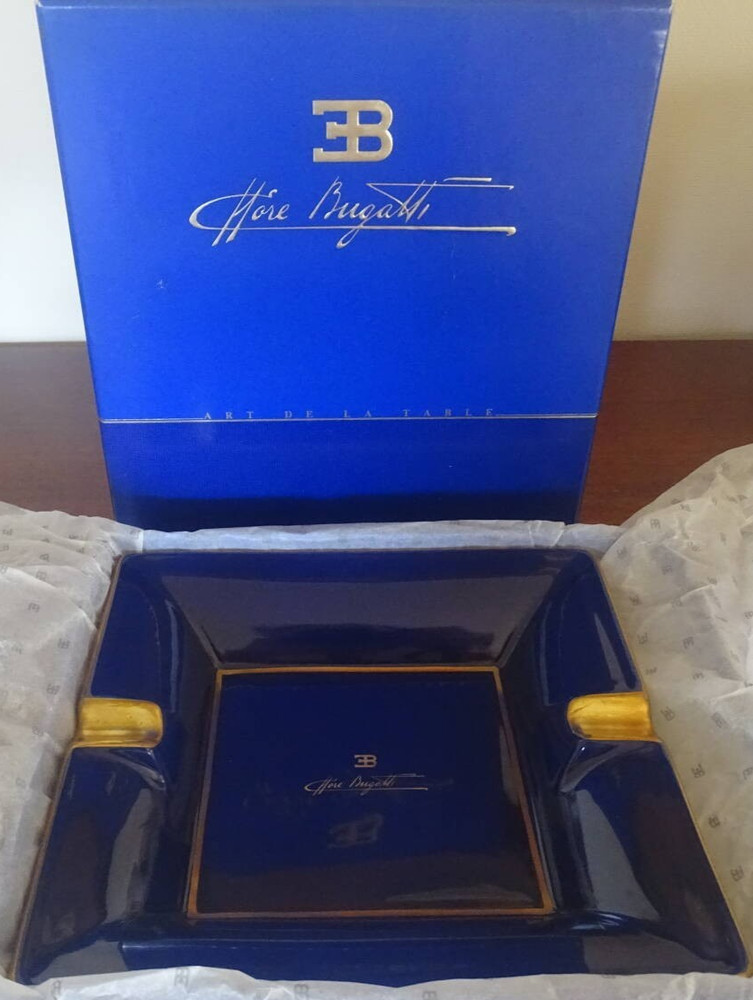 New Bugatti Ashtray blue gold with box