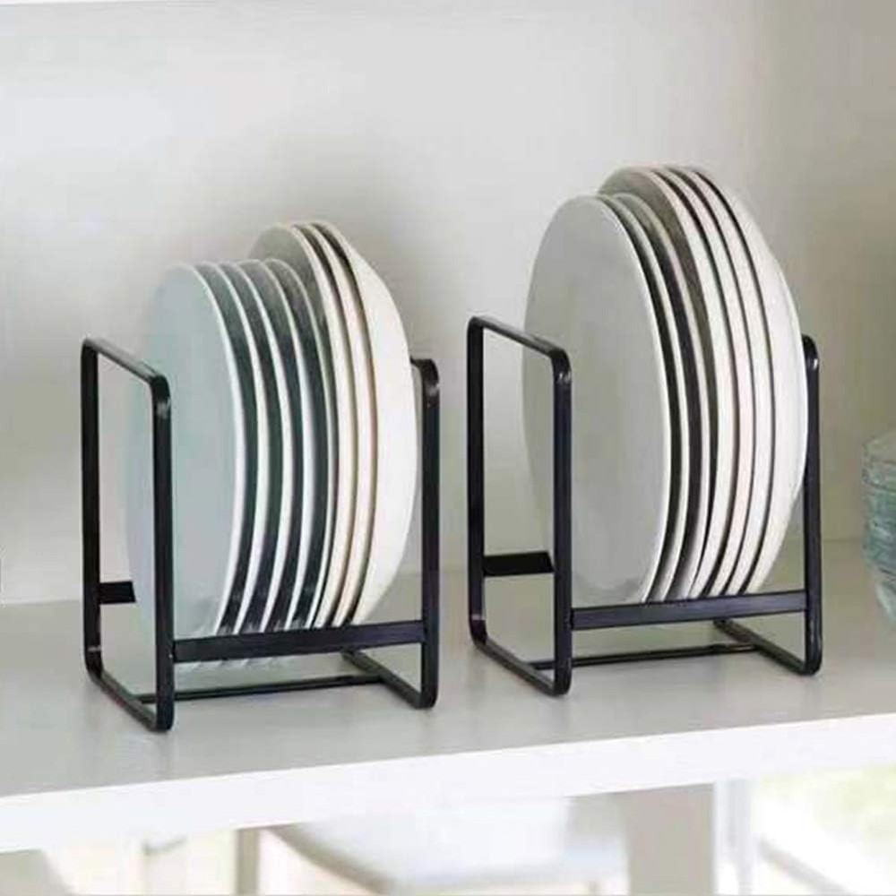 2PCS Plate Holders Organizer Metal Dish Storage Dying Display Rack for Cabinet