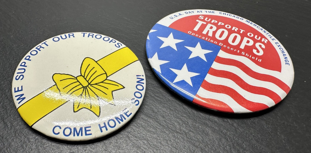 2 1990 OPERATION DESERT SHIELD SUPPORT OUR TROOPS PINS M209