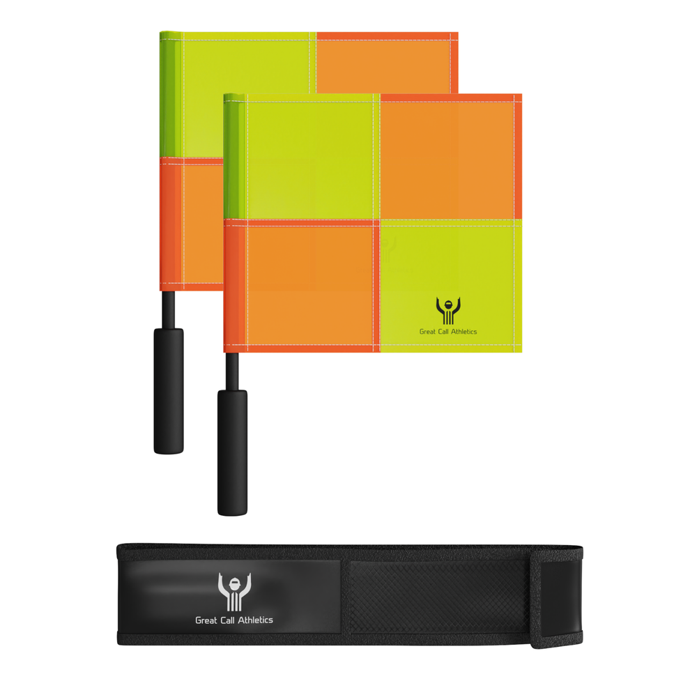 Great Call | Soccer Referee Flag Pro Set Assistant Linesman Yellow Orange Flags