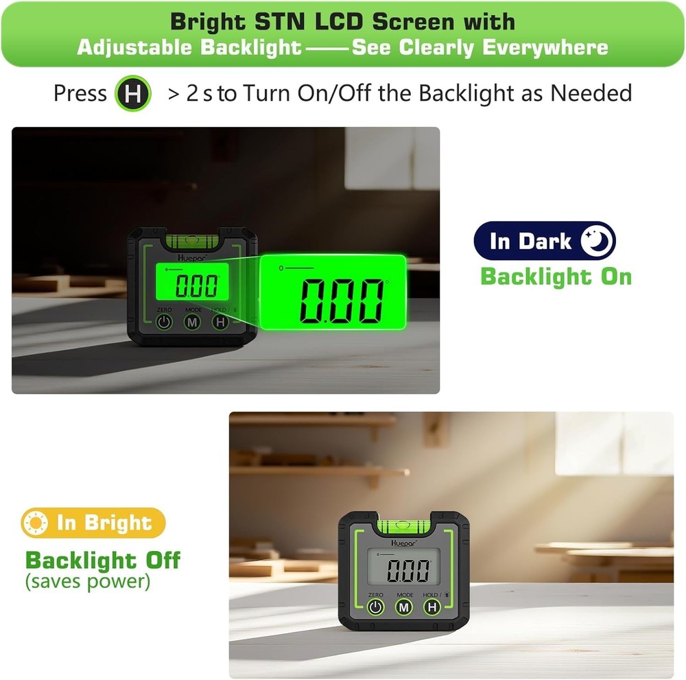 Compact Inclinometer with Backlit Display & Hold Function for Easy Measurements