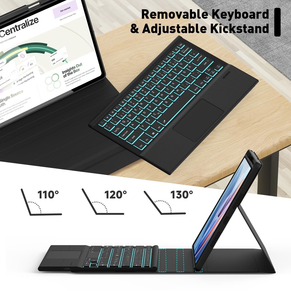 Keyboard Case Touch for Lenovo Idea Tab Pro 12.7" 2025, Bluetooth US Layout