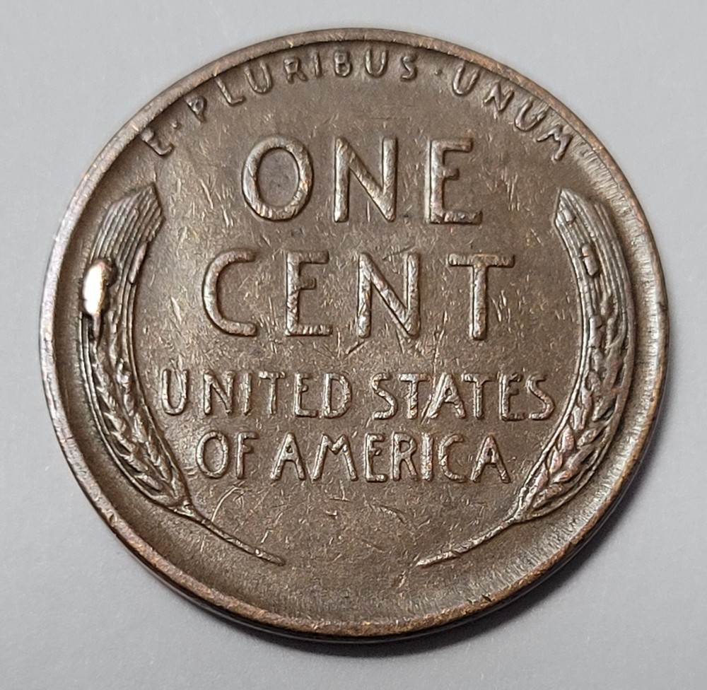 1953 P Error Lincoln Wheat Cent Die Chip on Reverse