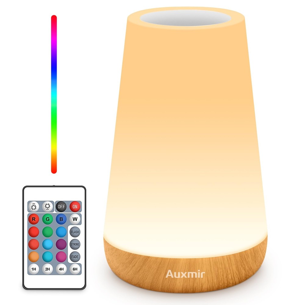 Night Light Bedside Lamp Touch and Remote Control Dimmable Tabletop 13 RGB Co...