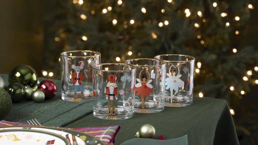 Lenox 898402 Nutcracker Ballet Double Old Fashioned 11 oz, Red & Green