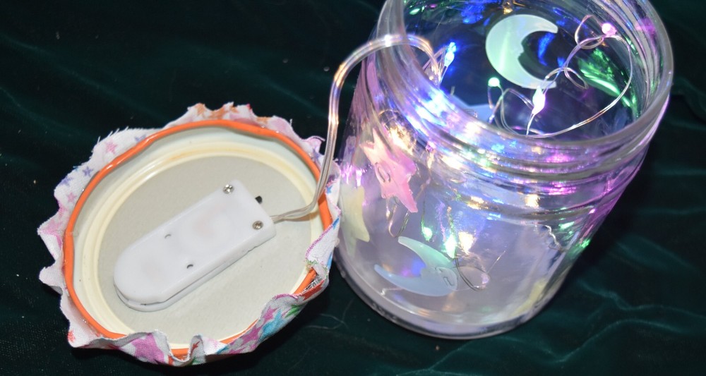 Firefly Jars Summer Light or Night light Painted Jar Stars LED Lights