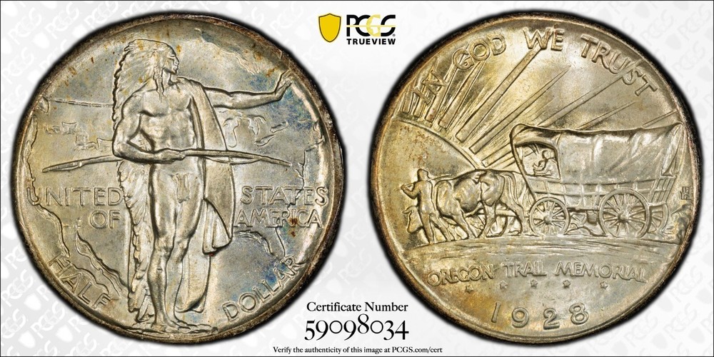 PCGS MS66+ 1928 Oregon Commemorative Half Dollar Plus