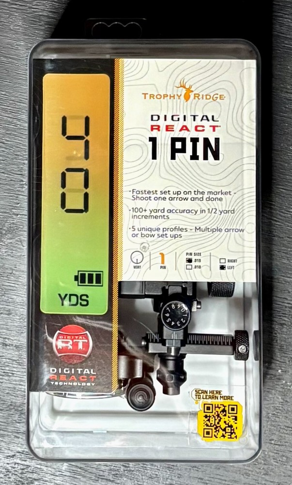 Trophy Ridge Digital React 1 Pin Left Hand .019 Standard Mount New