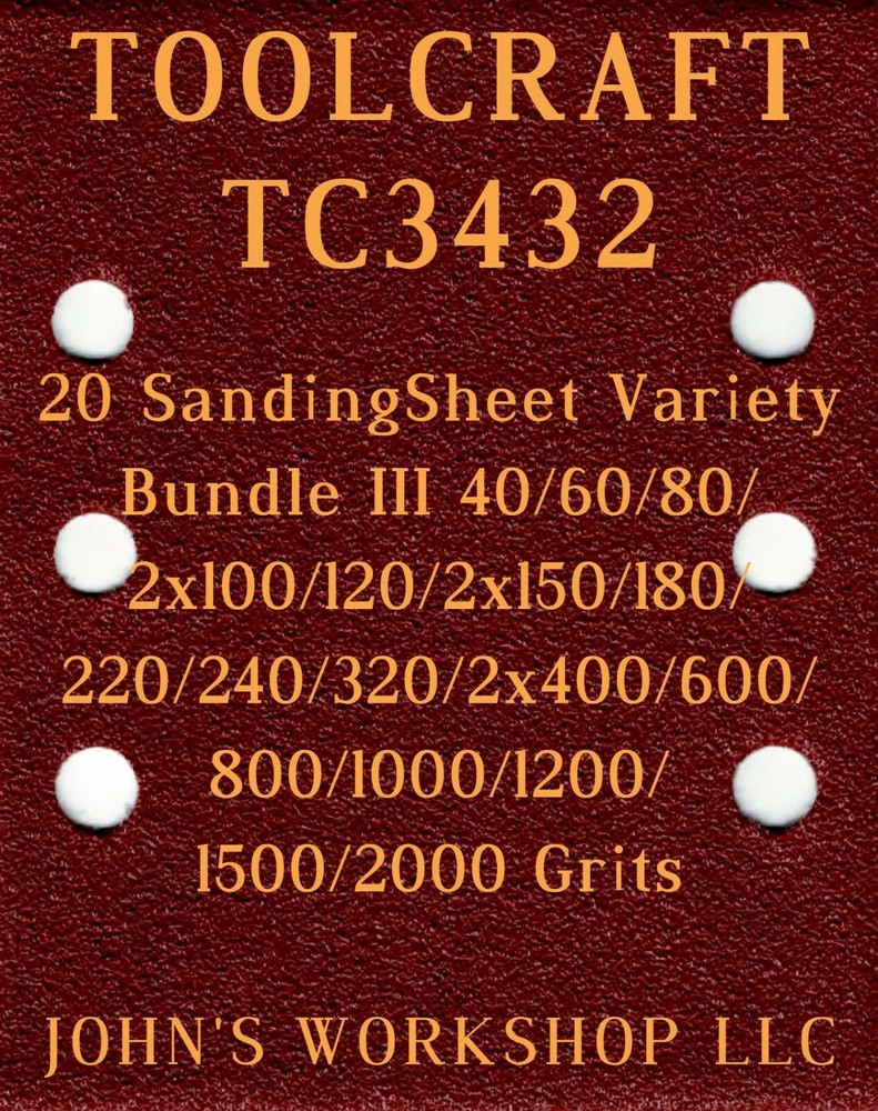 TOOLCRAFT TC3432 - 17 Different Grits - 20 Sheet Variety Bundle III