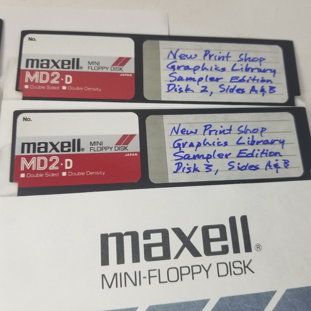Vintage Apple II Print Shop Graphics Library 5.25” Floppy Disk