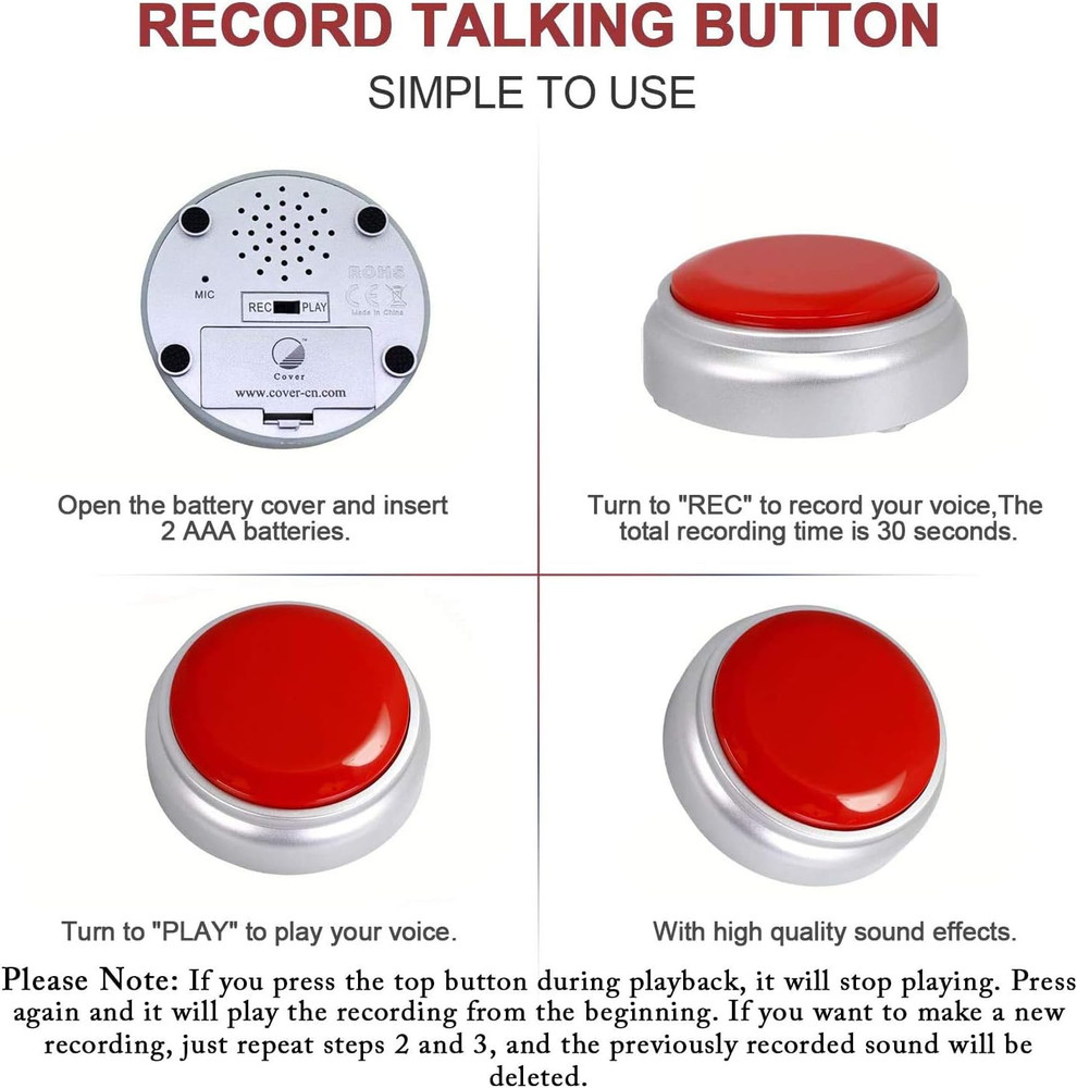 Recordable Button,Record Talking Button,Easy Button 30S Voice Recordable Button