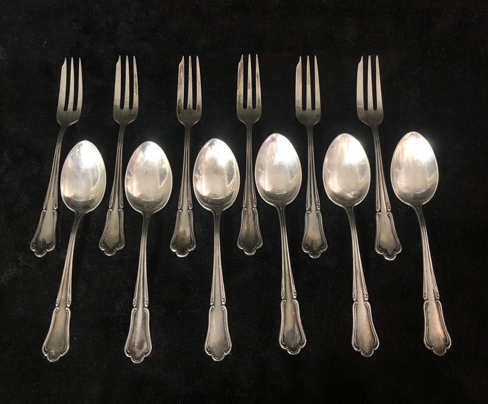 SET - 6 Forks & 6 Spoons - Austrian .800 Silver Ware