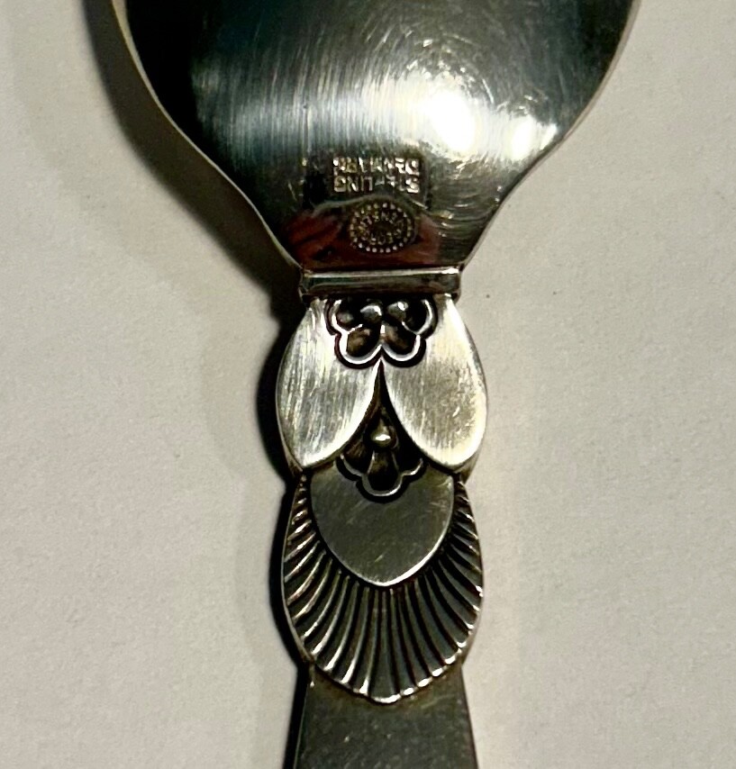 Vintage Georg Jensen, Denmark Cactus Pattern Sterling Silver Teaspoon