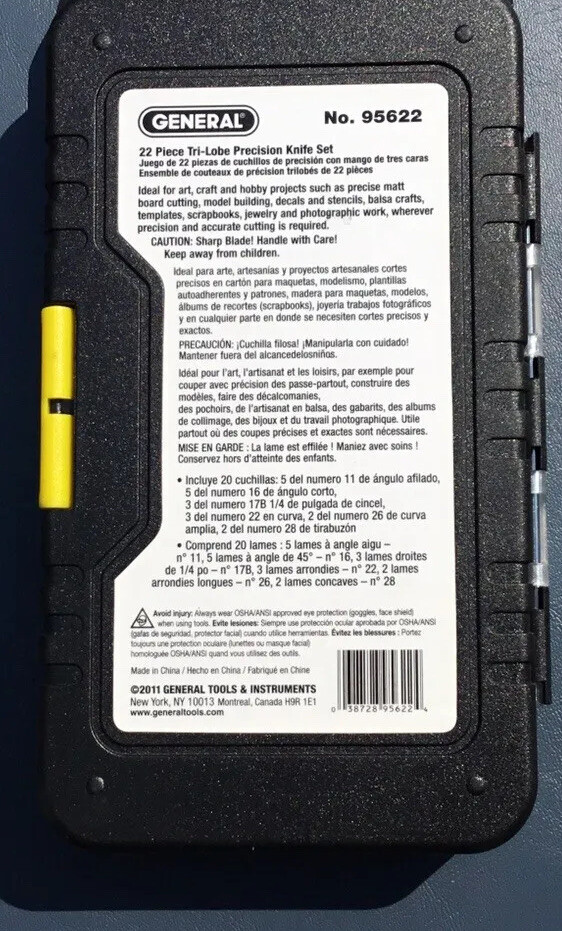 General Tools 95622 Tri-Lobe Precision Arts, Crafts, Hobby Knife Set - 22 Pc
