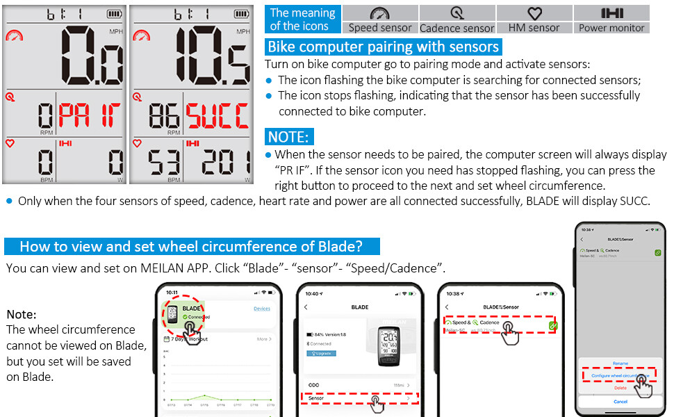 Wireless Bike Cycling Computer with Speed Cadence Sensor Bluetooth Rechargeable