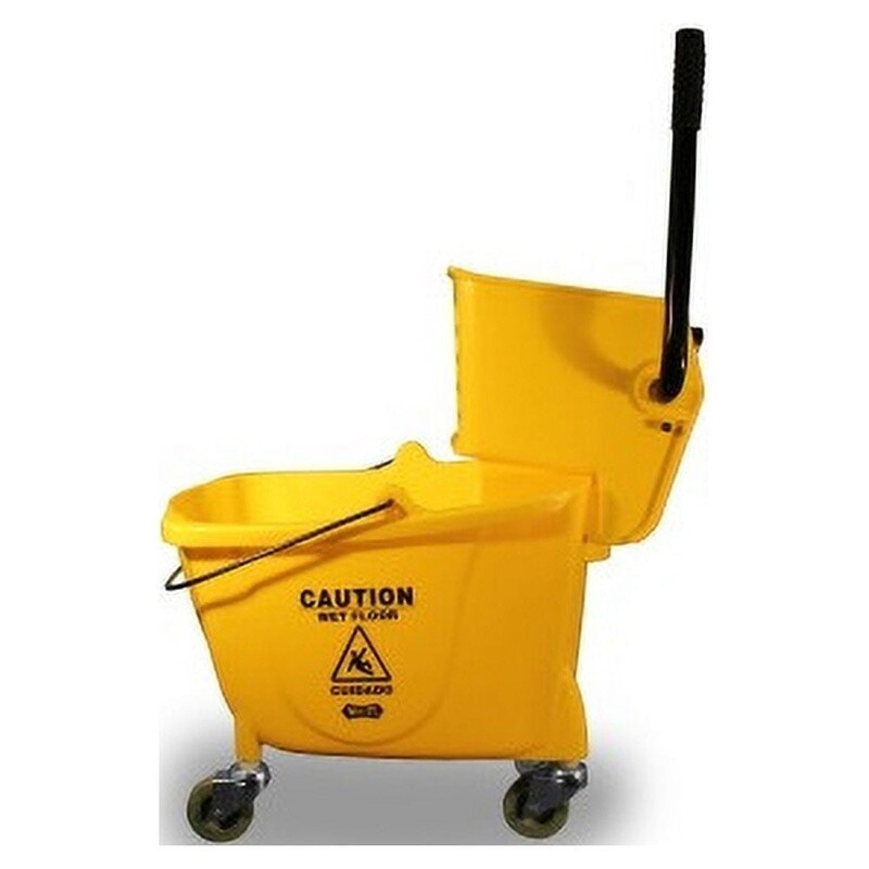 Mop Bucket Wringer Combo Efficient Cleaning High Back Low Front Mobility Yellow