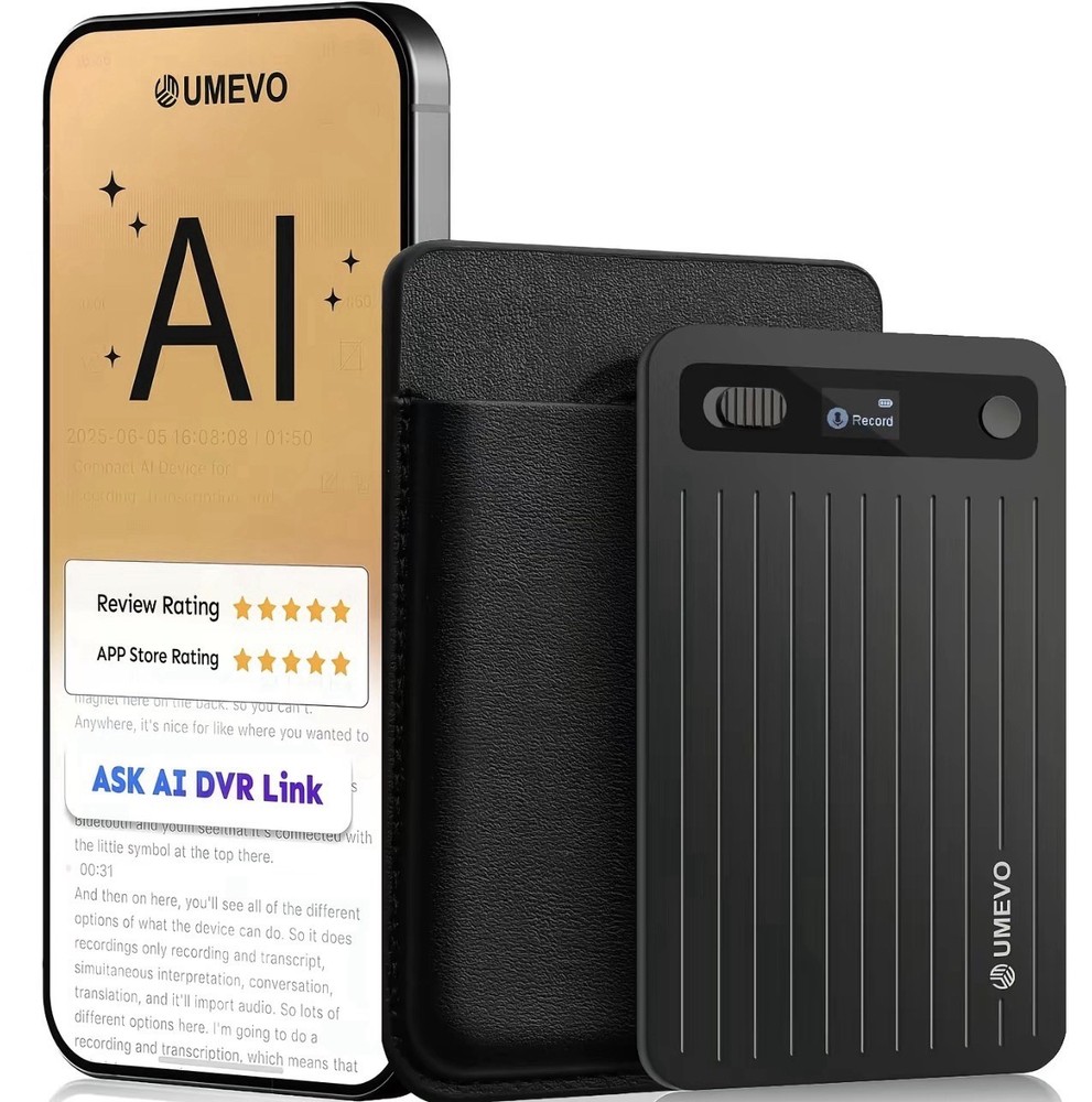 UMEVO Note Plus Al-Powered Voice Recorder with App Control, 40 Hours Black