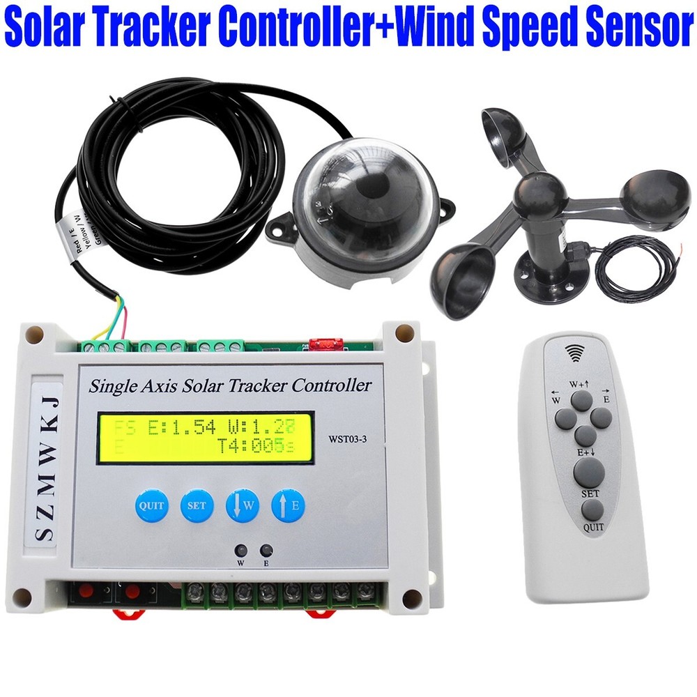 Solar Panel Auto Tracking LCD Single Axis Solar Tracker Controller W/ Anemometer