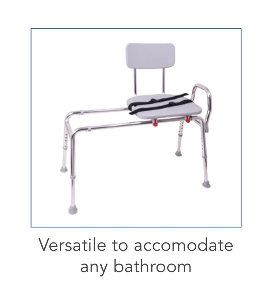Sliding Transfer Bench Molded Seat Back Bath Stool Tub