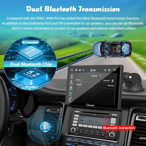W901 Pro with Wireless Bluetooth Transmission Portable Carplay & Android Auto