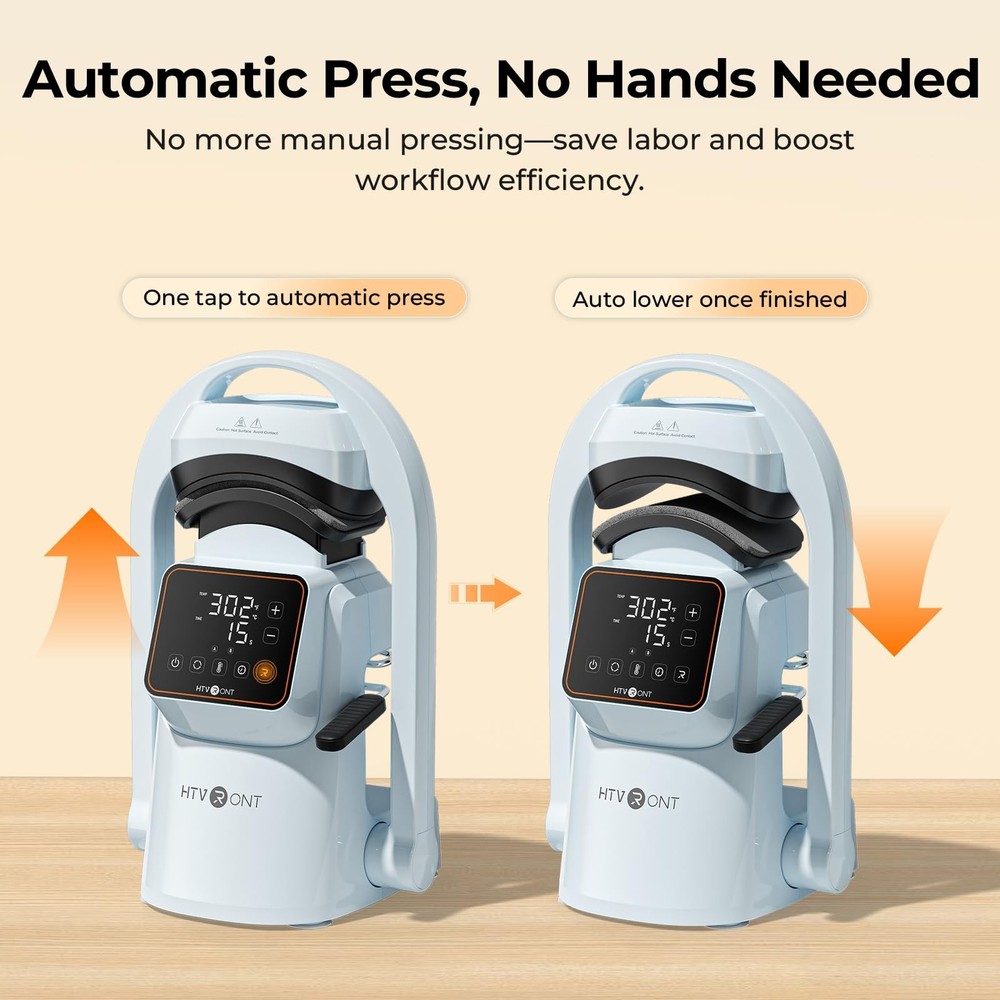 Auto Hat Press Machine - Hat Heat Press Machine with Precise Temp&Timer Control,