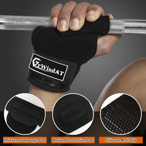 Weight Lifting Wrist Strap, Double Layer Leather Lifting Grips Adjustable