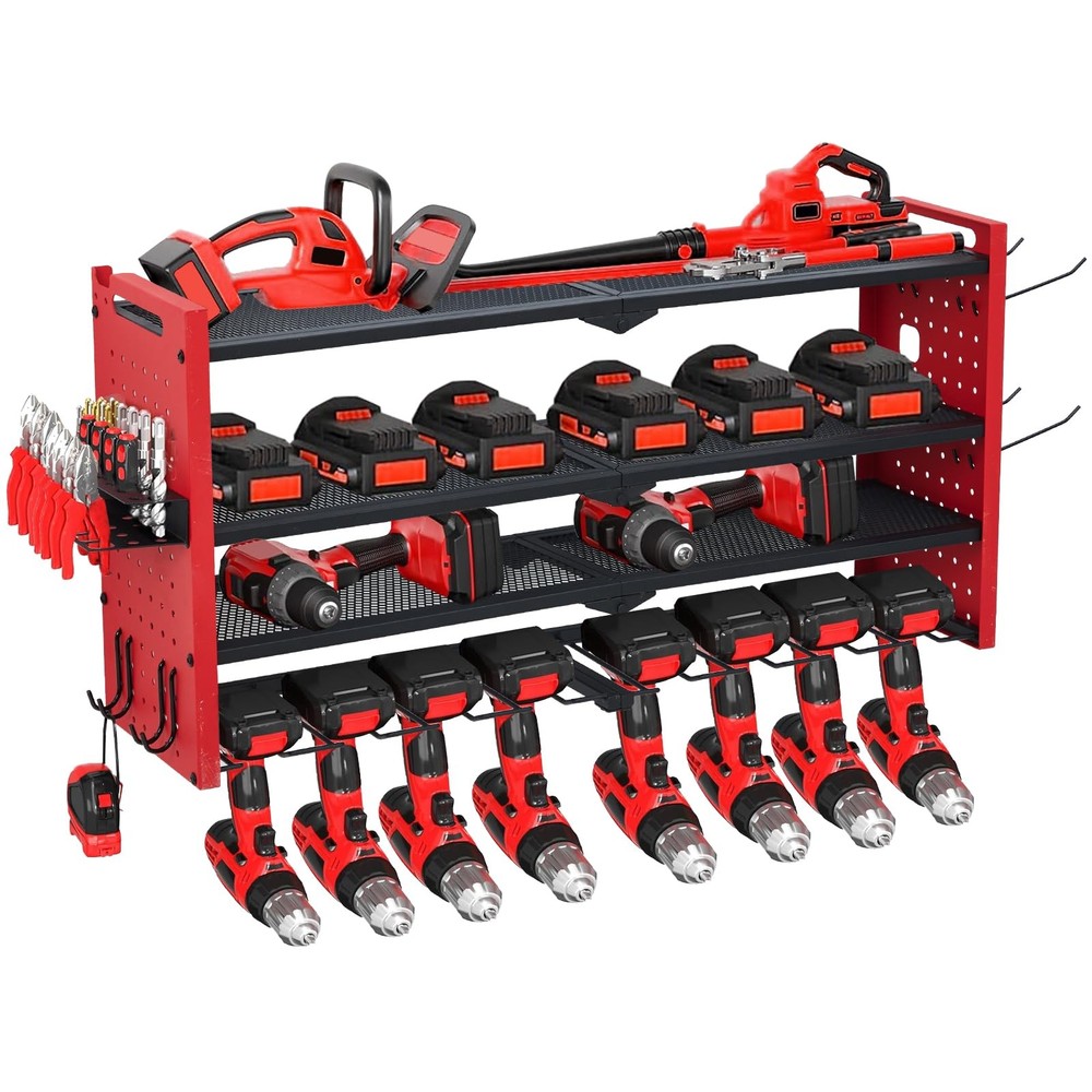 GRAVEE 4 Layer Power Tool Organizer, Heavy Duty Wall Mount Garage Storage