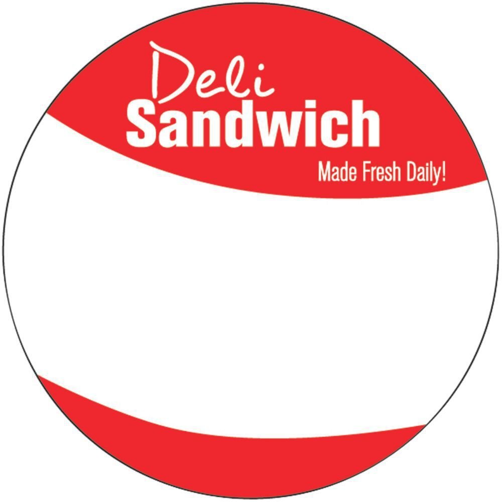 HUBERT® Deli Sandwich Labels Red Write-in Style - 2"Dia