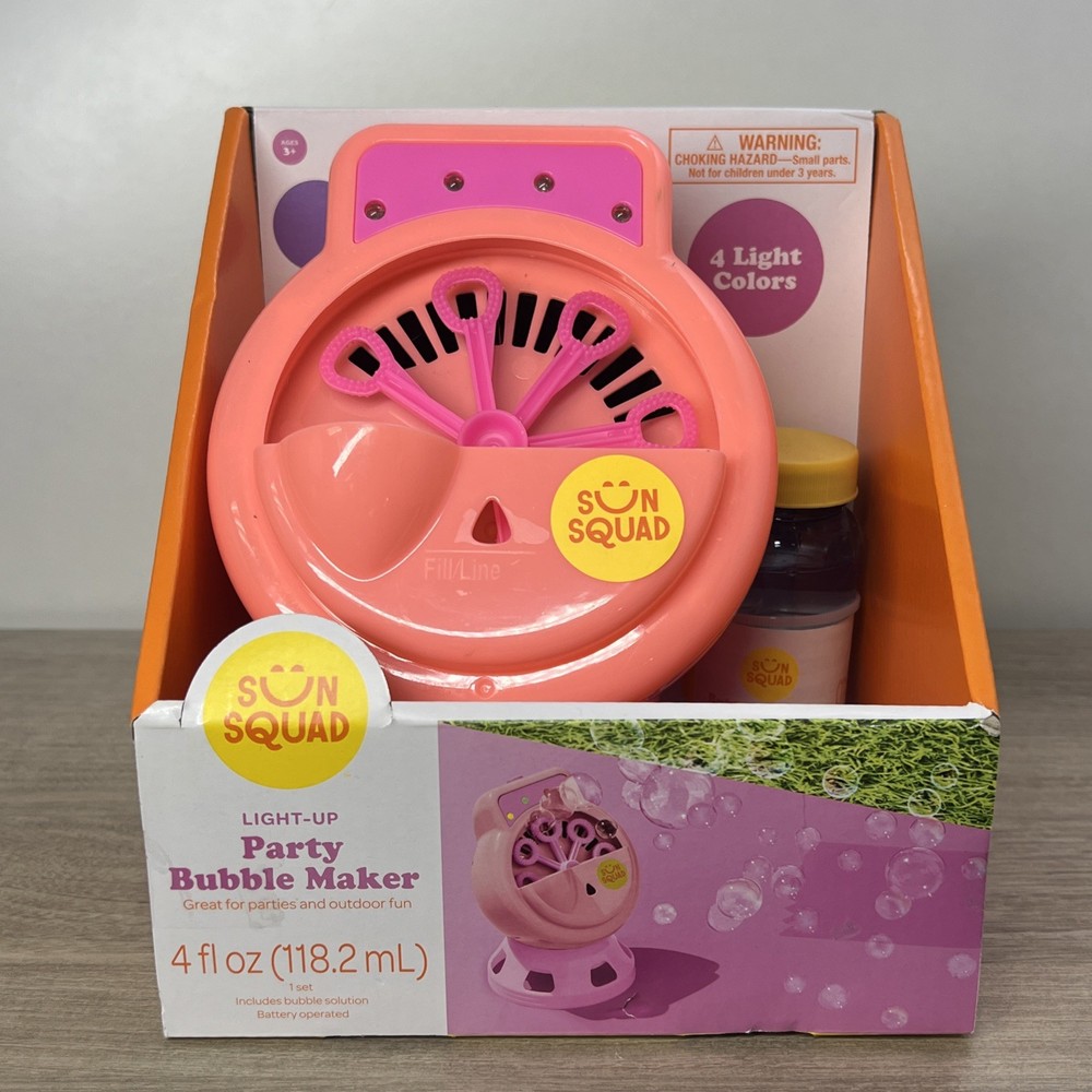 Sun Squad Light-Up Party Bubble Maker 4 fl Oz, Multiple Colors