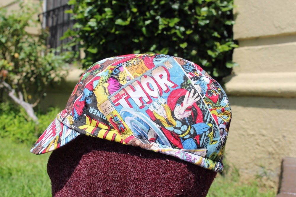 CYCLING CAP MARVEL COMIC HANDMADE IN USA  ONE SIZE ANY SIZE