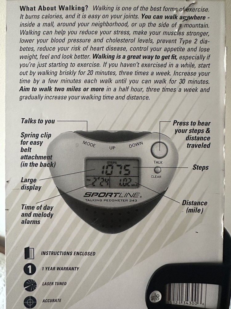 Sportline | 343 Talking Calorie Count Pedometer