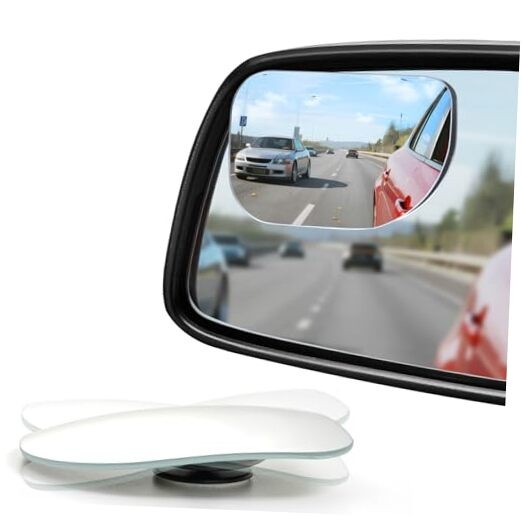 XLarge Blind Spot Mirror HD Glass Frameless Adhesive Mount Rounded Rectangle