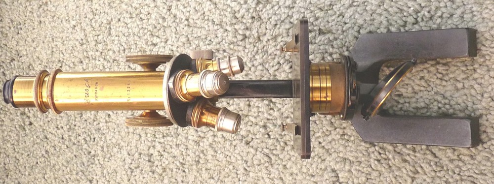 BUSCH RATHENOW BRASS MICROSCOPE WITH CASE & LENSES JUG 880