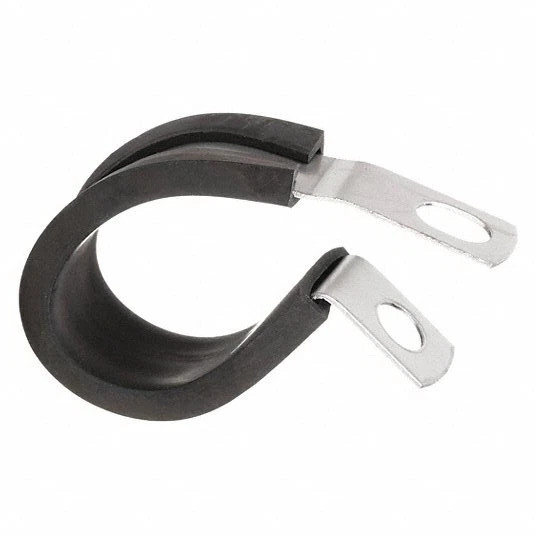 304 Stainless Steel Cushioned Cable Clamp Loop Strap Black 1/2"