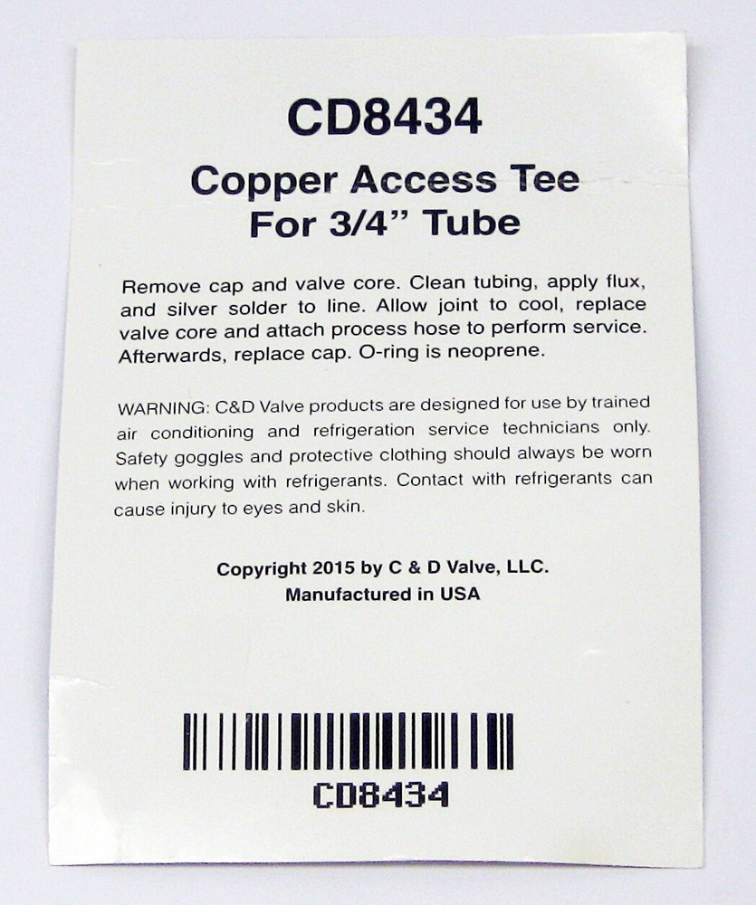 C&D Copper Access Tee Valve 3/4" CD8434 Package of 2.
