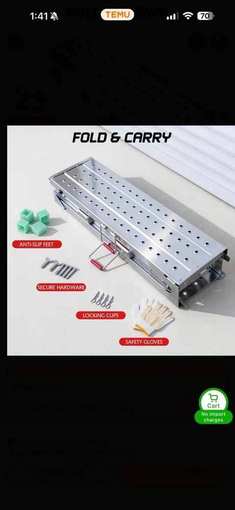 63” Portable Folding Scaffolding PlatformWork Bench Scaffold -Adjustable Height