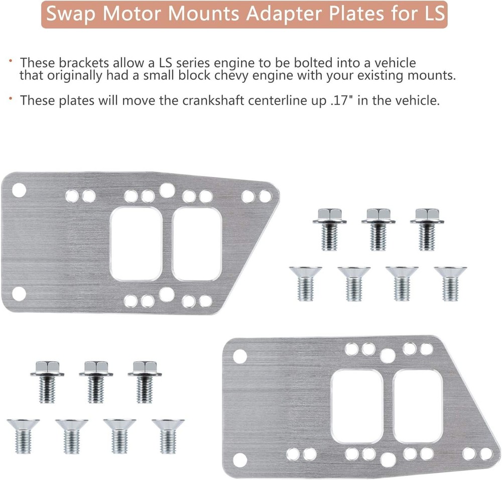 Motor Mounts Adapter Plates Swap Bracket Small Block for LS Engine LS1 LS2 LS3