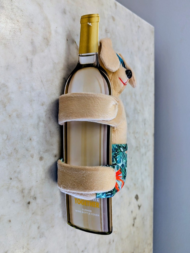NEW Beach Dog Plush Wine Bottle Hugger NWT
