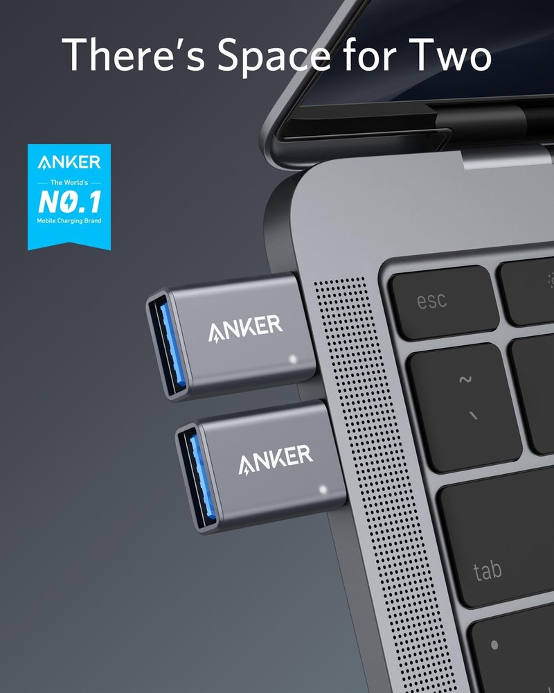 Anker USB C Adapter (2 Pack), C to High-Speed Data Gray