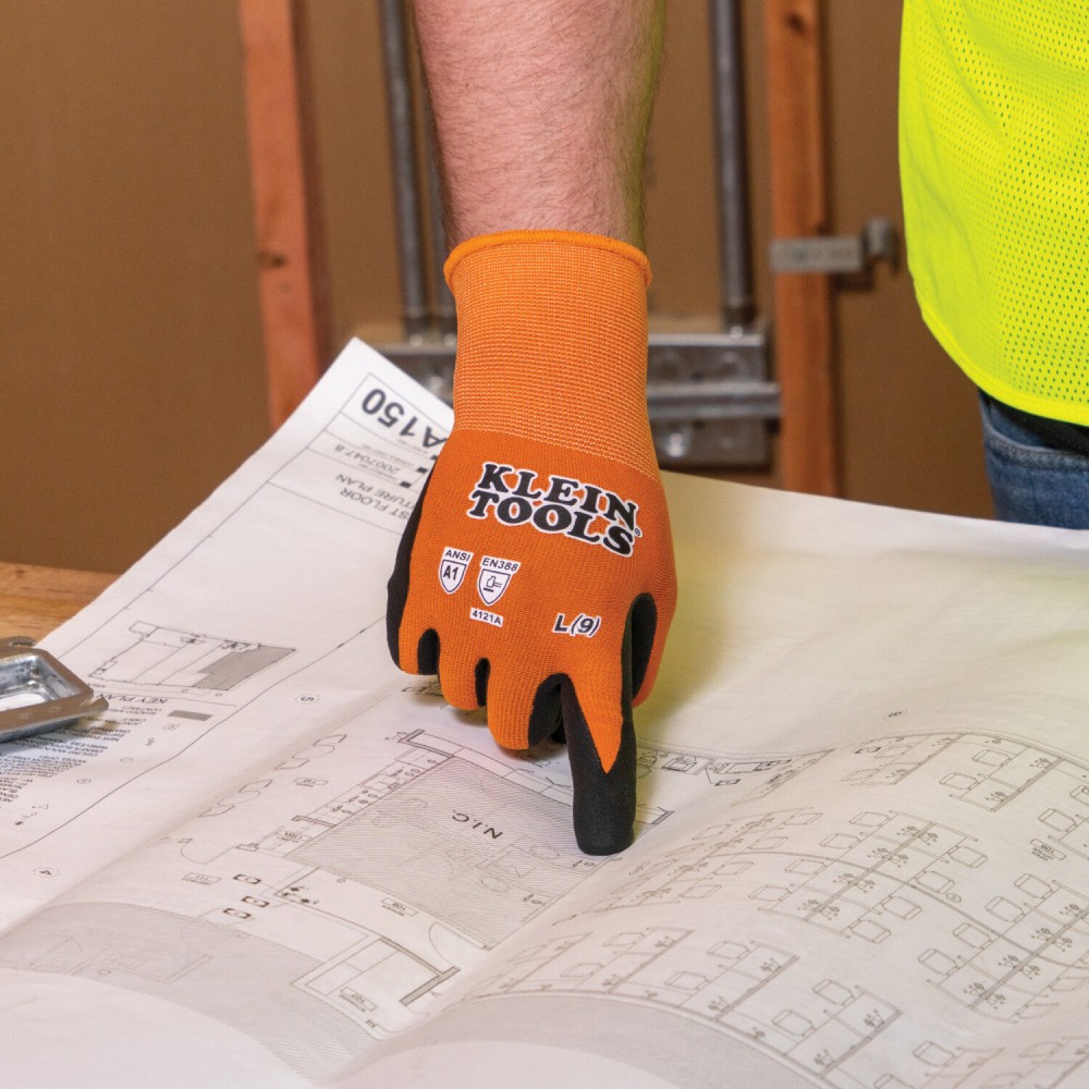 Klein Tools 60579 Knit Dipped Gloves, Cut Level A1, Touchscreen, Small, 2-Pair